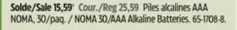 Canadian Tire Noma 30/aaa alkaline batteries offer