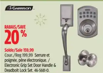 Canadian Tire Garrison electronic grip set door handle & deadbolt lock set offer
