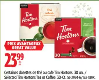 Canadian Tire Tim hortons selected tim hortons tea or coffee, 30-ct offer