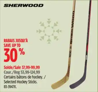 Canadian Tire Sherwood selected hockey sticks offer