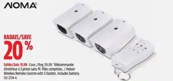 Canadian Tire Indoor wireless remote control with 3 outlets offer