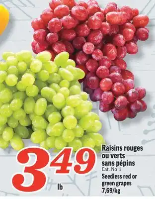 Marché Richelieu Raisins rouges ou verts sans pépins | seedless red or green grapes offer