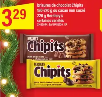 Maxi Brisures de chocolat chipits 180-270 g ou cacao non sucré 226 g hershey's offer