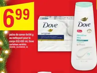 Maxi Pains de savon 6x106 g ou nettoyant pour le corps 532-695 ml dove offer
