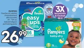 Brunet Pampers couches et culottes d'entraînement sélectionnées offer