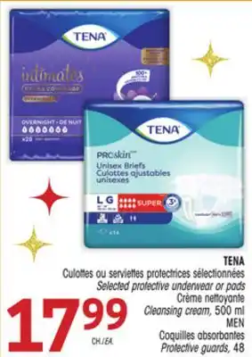 Uniprix Tena culottes ou serviettes protectrices sélectionnées/selected protective underwear or pads, crème nettoyante /cleansing cre offer