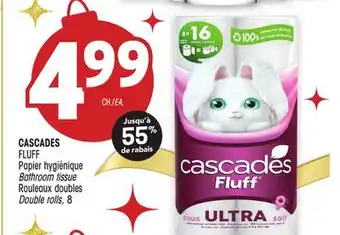 Uniprix Cascades fluff papier hygiénique/bathroom tissue, rouleaux doubles/ double rolls offer