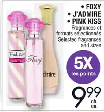Jean Coutu Foxy, j'admire, pink kiss selected fragrances and sizes offer