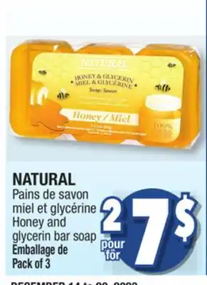Jean Coutu Natural honey and glycerin bar soap offer