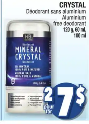 Jean Coutu Crystal aluminium free deodorant offer