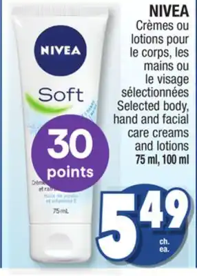 Jean Coutu Nivea selected body, hand and facial care creams and lotions offer