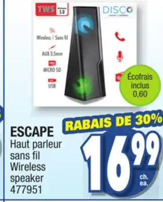 Jean Coutu Escape wireless speaker offer
