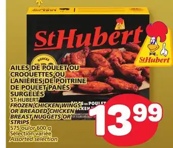 Marché Bonichoix St-hubert frozen chicken wings or breaded chicken breast nuggets or strips offer