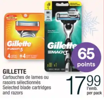 Jean Coutu Gillette selected blade cartridges and razors offer