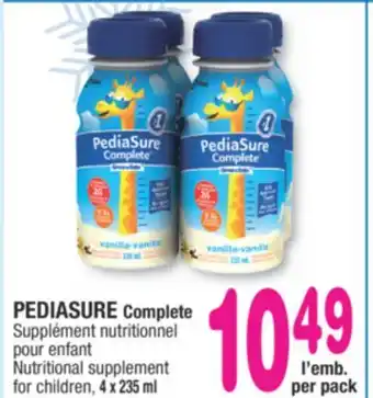 Jean Coutu Pediasure nutritional supplement for children offer