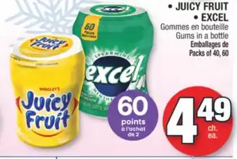 Jean Coutu Juicy fruit, excel gums in a bottle offer