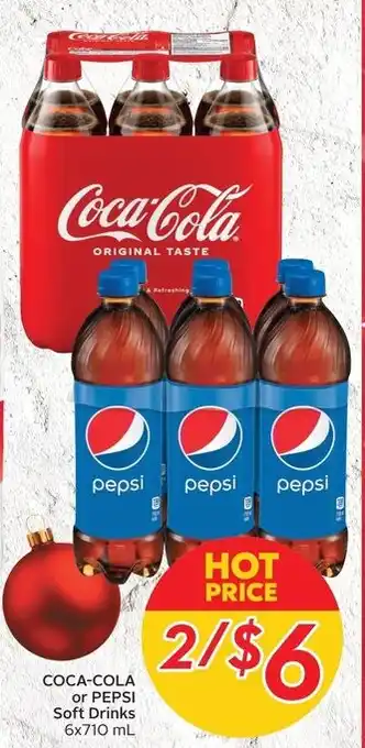 Sobeys COCA-COLA or PEPSI Soft Drinks 6x710 mL offer