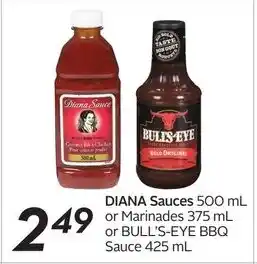 Sobeys DIANA Sauces 500 mL or Marinades 375 mL or BULL'S-EYE BBQ Sauce 425 mL offer