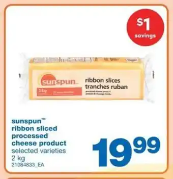 Wholesale Club Sunspun Ribbon Sliced Processed Cheese Product 2kg offer