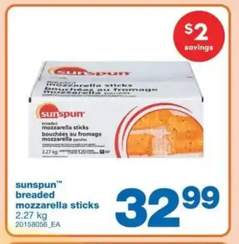 Wholesale Club Sunspun Breaded Mozzarella Sticks 2.27 kg offer