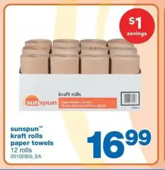 Wholesale Club Sunspun Kraft Rolls Paper Towels 12 Rolls offer