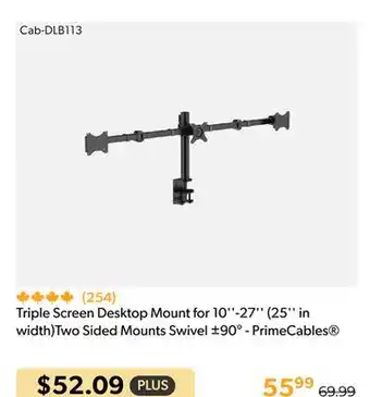 Shopper+ Triple screen desktop mount for 10-27 (25 in width)two sided mounts swivel ±90° - primecables offer