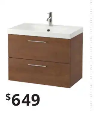 IKEA Godmorgon / odensvik bathroom vanity, brown stained ash effect/dalskär faucet offer