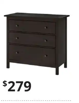 IKEA Hemnes 3-drawer chest, black-brown, 108x96 cm offer