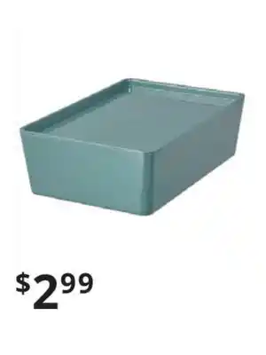 IKEA Kuggis storage box with lid, turquoise, 18x26x8 cm offer