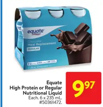 Walmart Equate high protein or regular nutritional liquid offer