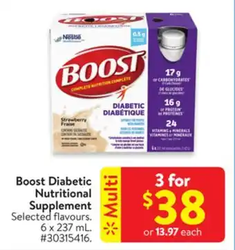 Walmart Boost diabetic nutritional supplement offer