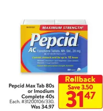 Walmart Pepcid max tab 80s offer