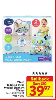 Walmart Vtech toddle & stroll musical elephant walker offer