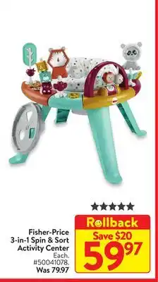 Walmart Fisher-price 3-in-1 spin & sort activity center offer