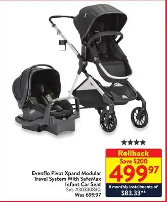 Walmart Evenflo pivot xpand modular travel system with safemax infant car seat offer