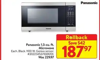 Walmart Panasonic 1.3-cu. ft. microwave offer