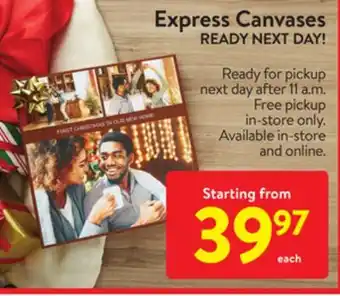 Walmart Express canvases offer