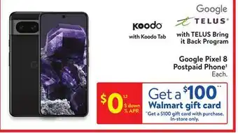 Walmart Google pixel 8 postpaid phone offer