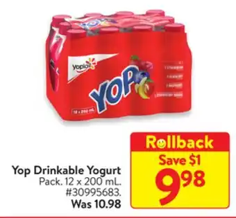 Walmart Yop drinkable yogurt offer
