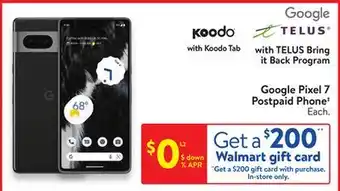 Walmart Google pixel 7 postpaid phone‡ offer