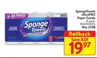 Walmart Spongetowels ultrapro paper towels offer