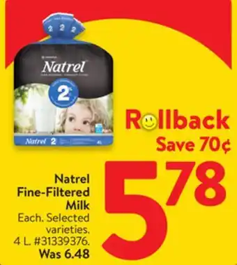 Walmart Natrel fine-filtered milk offer