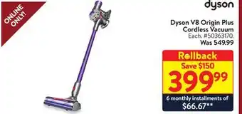 Walmart Dyson v8 origin plus cordless vacuum offer