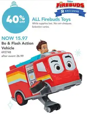 Toys R us Spin master bo & flash action vehicle are offer