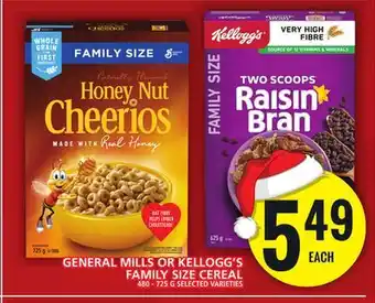 Food Basics General mills or kellogg's family size cereal offer