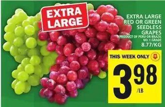Food Basics Extra large red or green seedless grapes offer