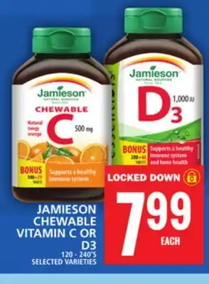 Food Basics Jamieson chewable vitamin c or d3 offer