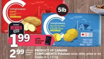 Foodland Compliments potatoes russet, white, yellow or red canada no 1, 2.27 kg offer