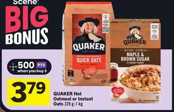 Foodland Quaker hot oatmeal or instant oats 228 g - 1 kg offer
