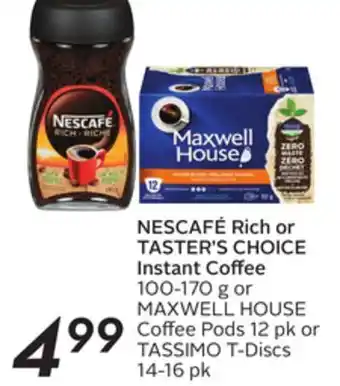 Sobeys Nescafé rich or taster's choice instant coffee offer